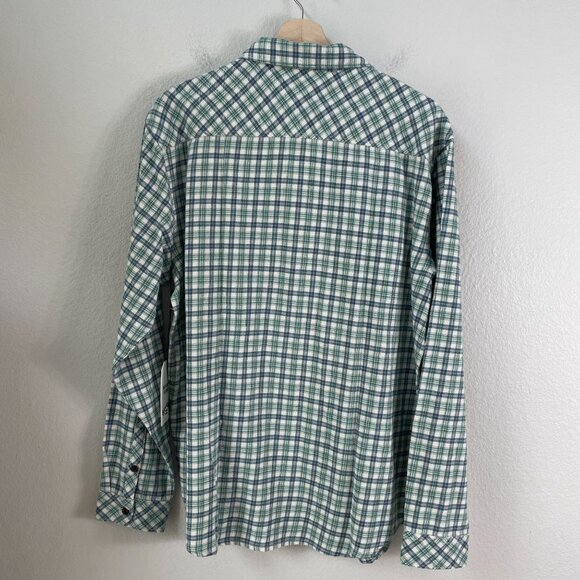 NEW Billabong Mens Large Coastline Flannel Shirt Green Plaid Wave Washed - Picture 8 of 9